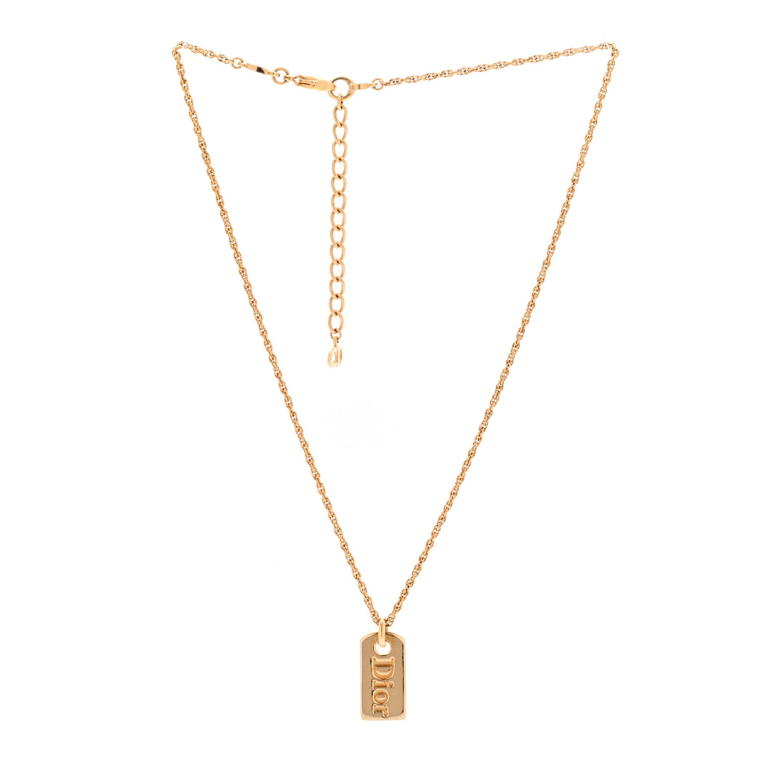 Christian Dior Logo Tag Choker Necklace Gold 3 of 6