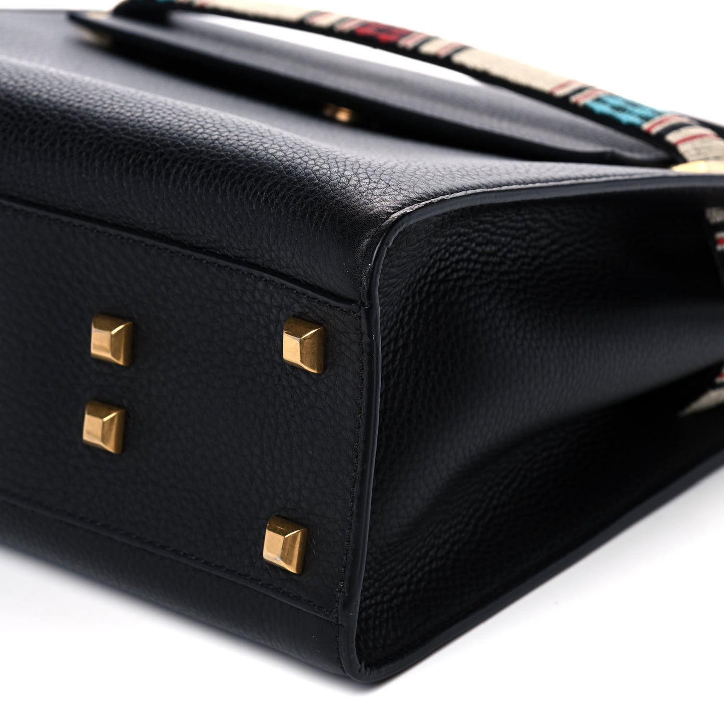 Pebbled Calfskin Beaded Medium My Rockstud Frame Bag Black