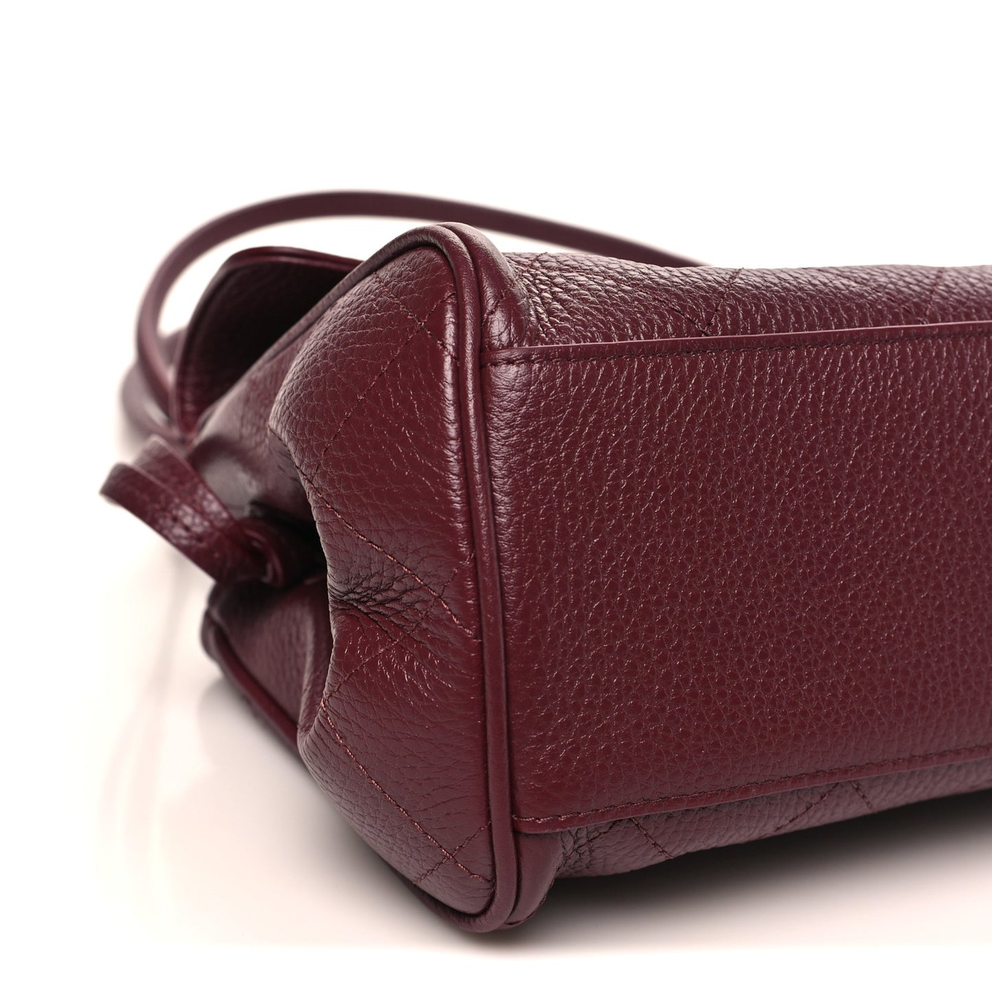 Grained Calfskin Stitched Urban Essentials Small Shopping Bag Burgundy