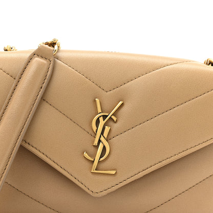 Saint Laurent Lambskin Chevron Quilted Mini Loulou Bag Havana Brown 9 of 12