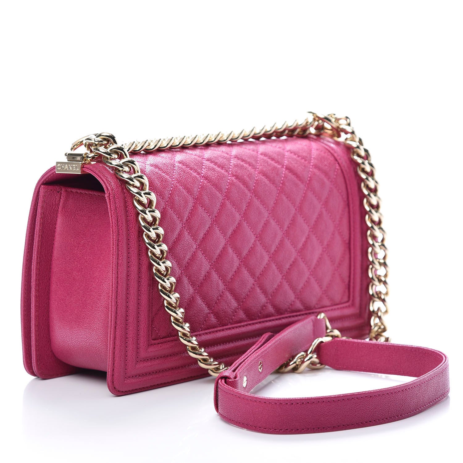 Chanel Caviar Quilted Medium Boy Flap Fuchsia 3 of 10