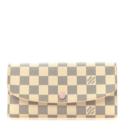 Louis Vuitton Damier Azur Emilie Wallet Rose Ballerine 1 of 11