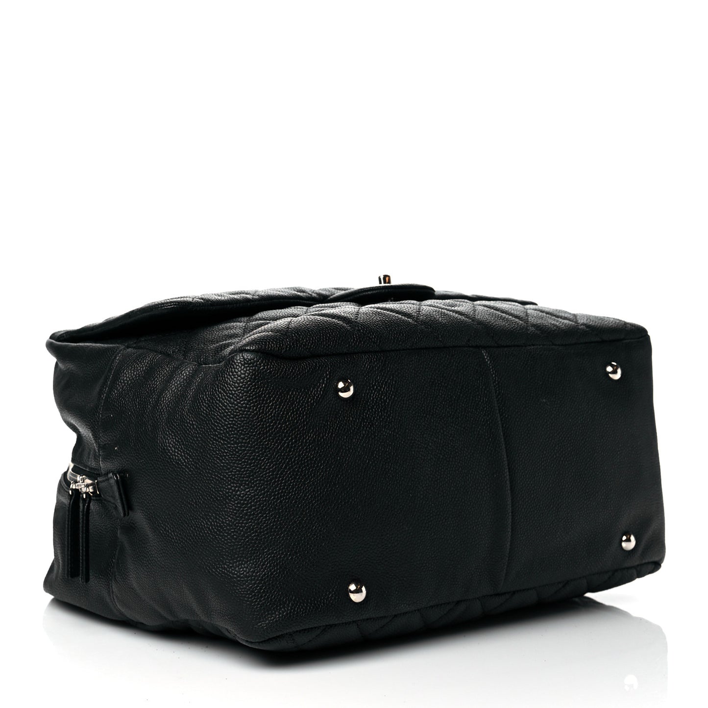Caviar Quilted Travel Flap Tote Black