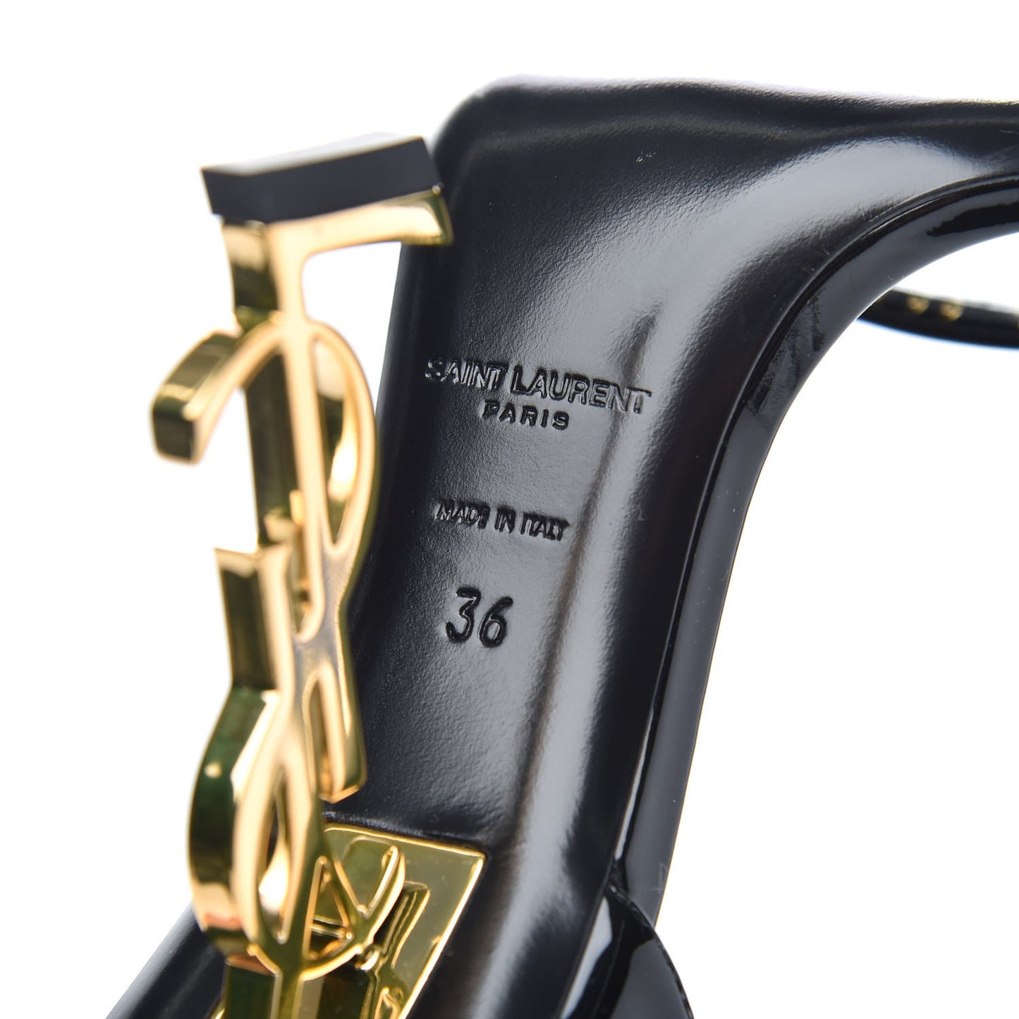 Patent Calfskin Opyum 110 Sandals 36 Black Gold