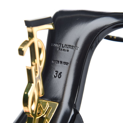 Saint Laurent Patent Calfskin Opyum 110 Sandals 36 Black Gold 7 of 8