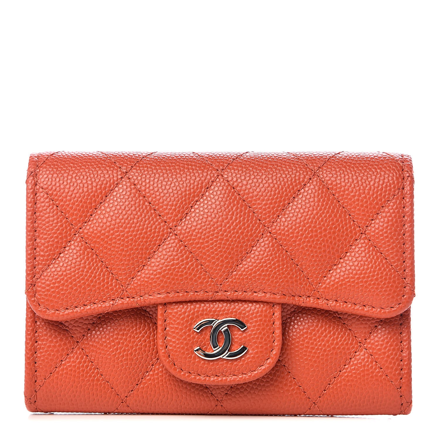Chanel Caviar Quilted Card Holder Orange 1 of 8