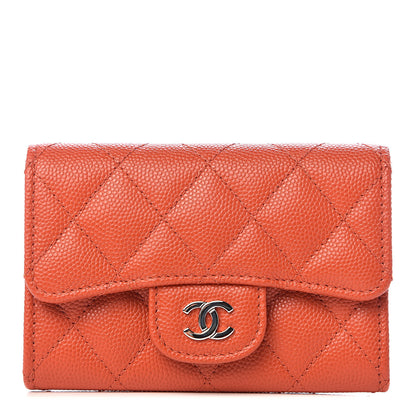 Chanel Caviar Quilted Card Holder Orange 1 of 8