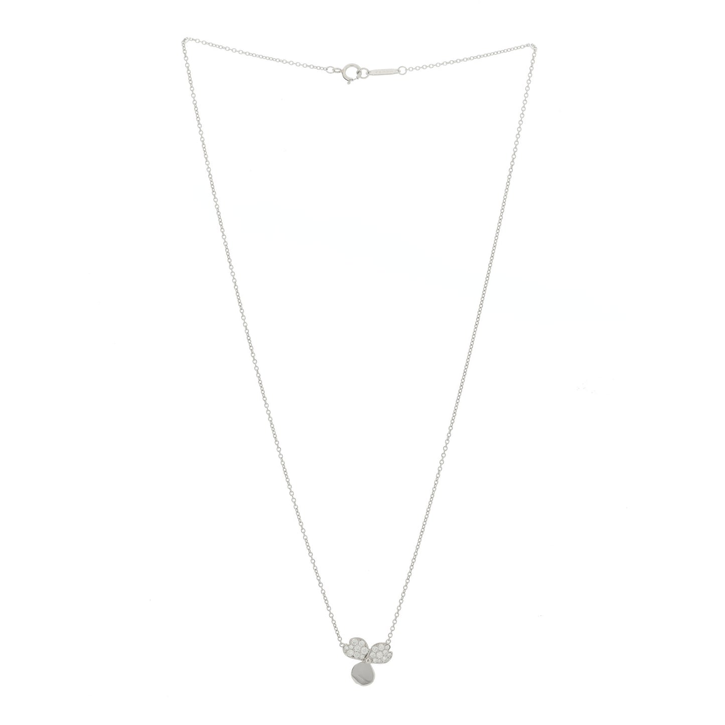 Platinum Diamond .17ctw Small Paper Flowers Pendant Necklace