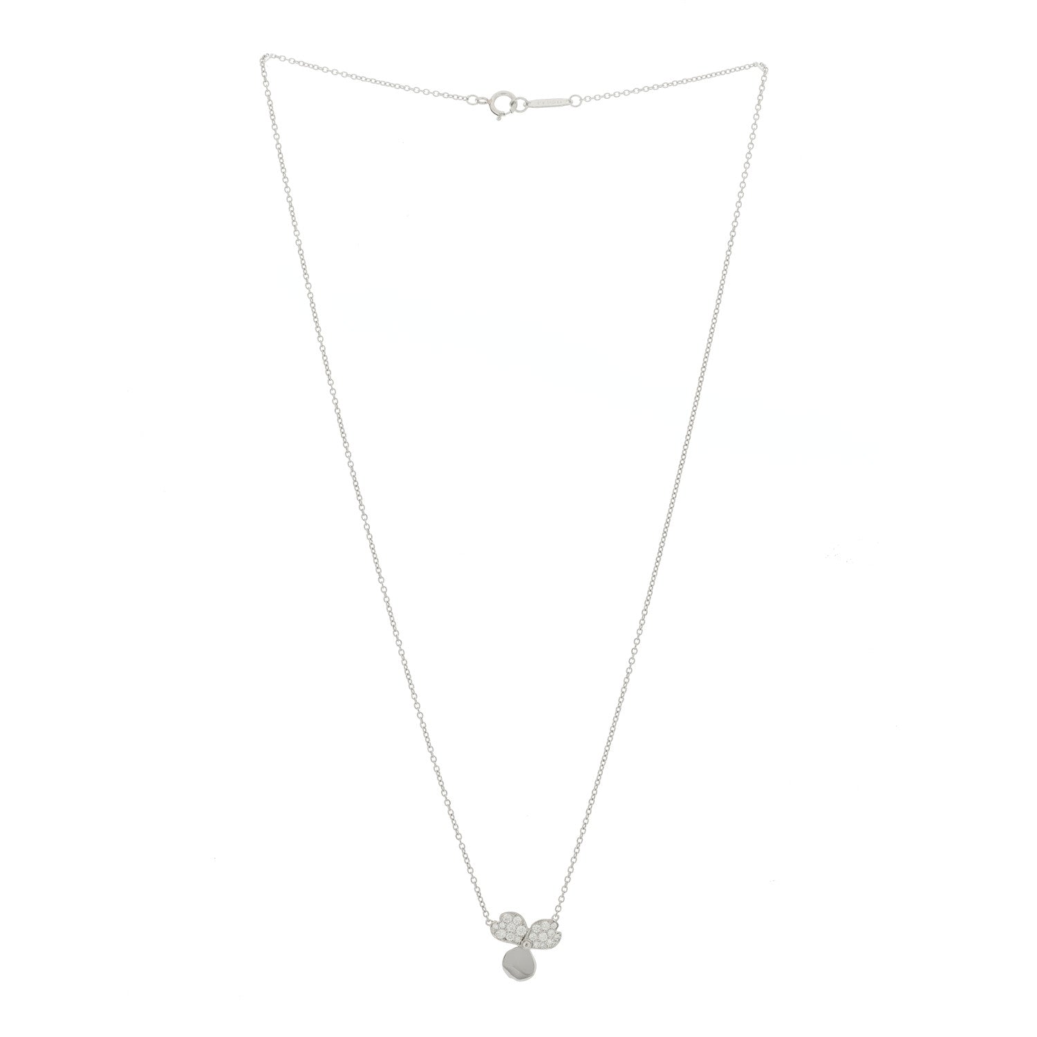 Tiffany Platinum Diamond .17ctw Small Paper Flowers Pendant Necklace 3 of 6