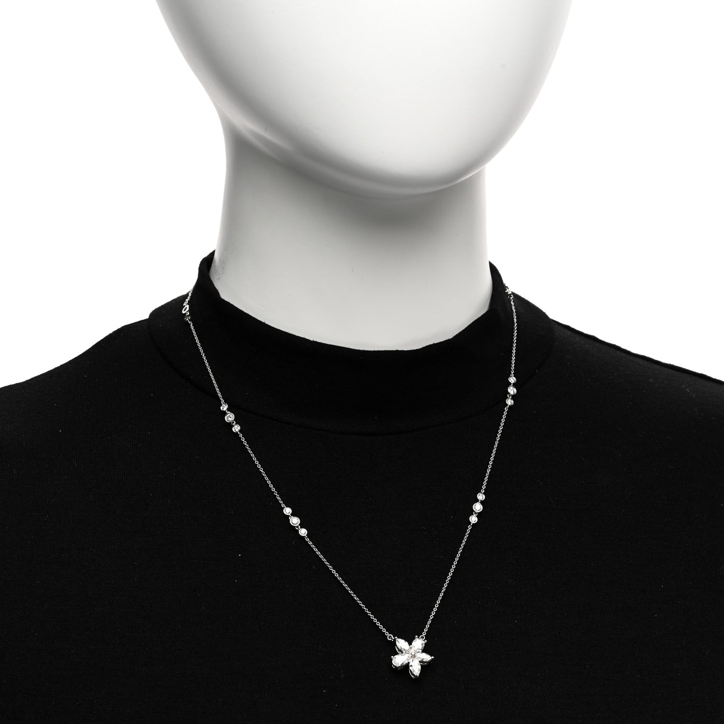 Platinum Diamond Extra Large Victoria Mixed Cluster Necklace