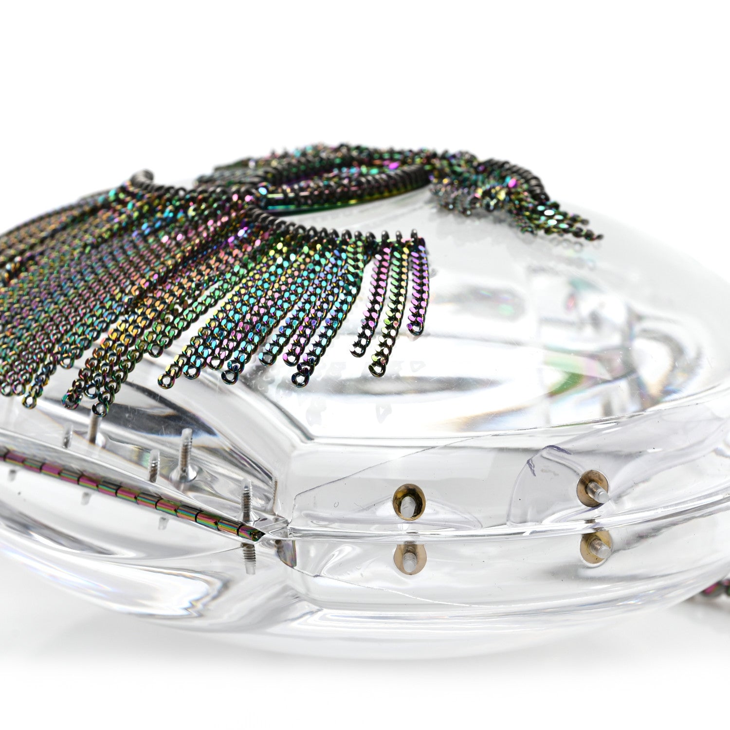Chanel Plexiglass Iridescent Chain Fringe CC Clutch Clear 9 of 10