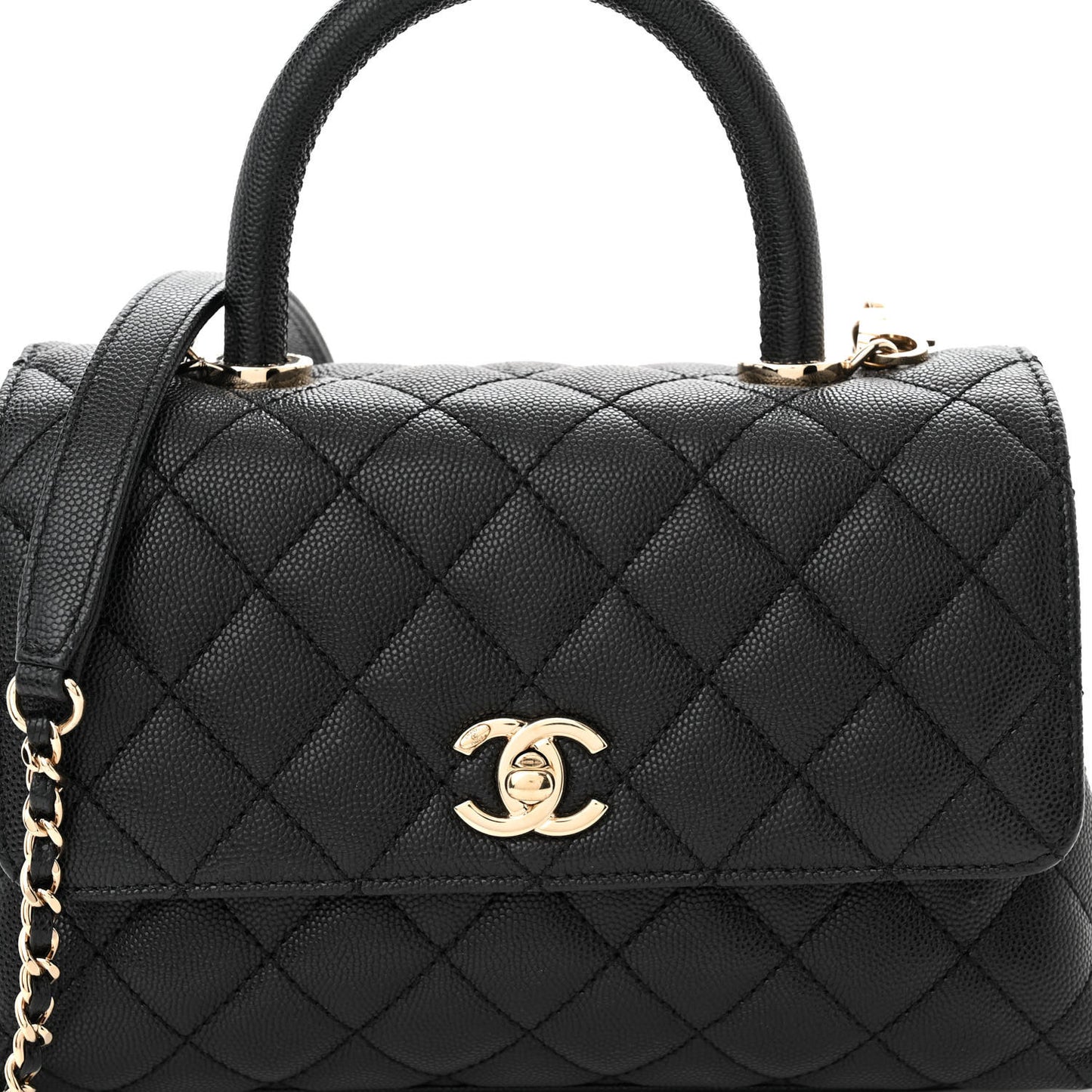 Caviar Quilted Mini Coco Handle Flap Black