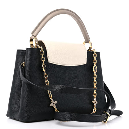 Louis Vuitton Taurillon Flower Chain Capucines MM Black Galet Gray Pearly Cream 3 of 9