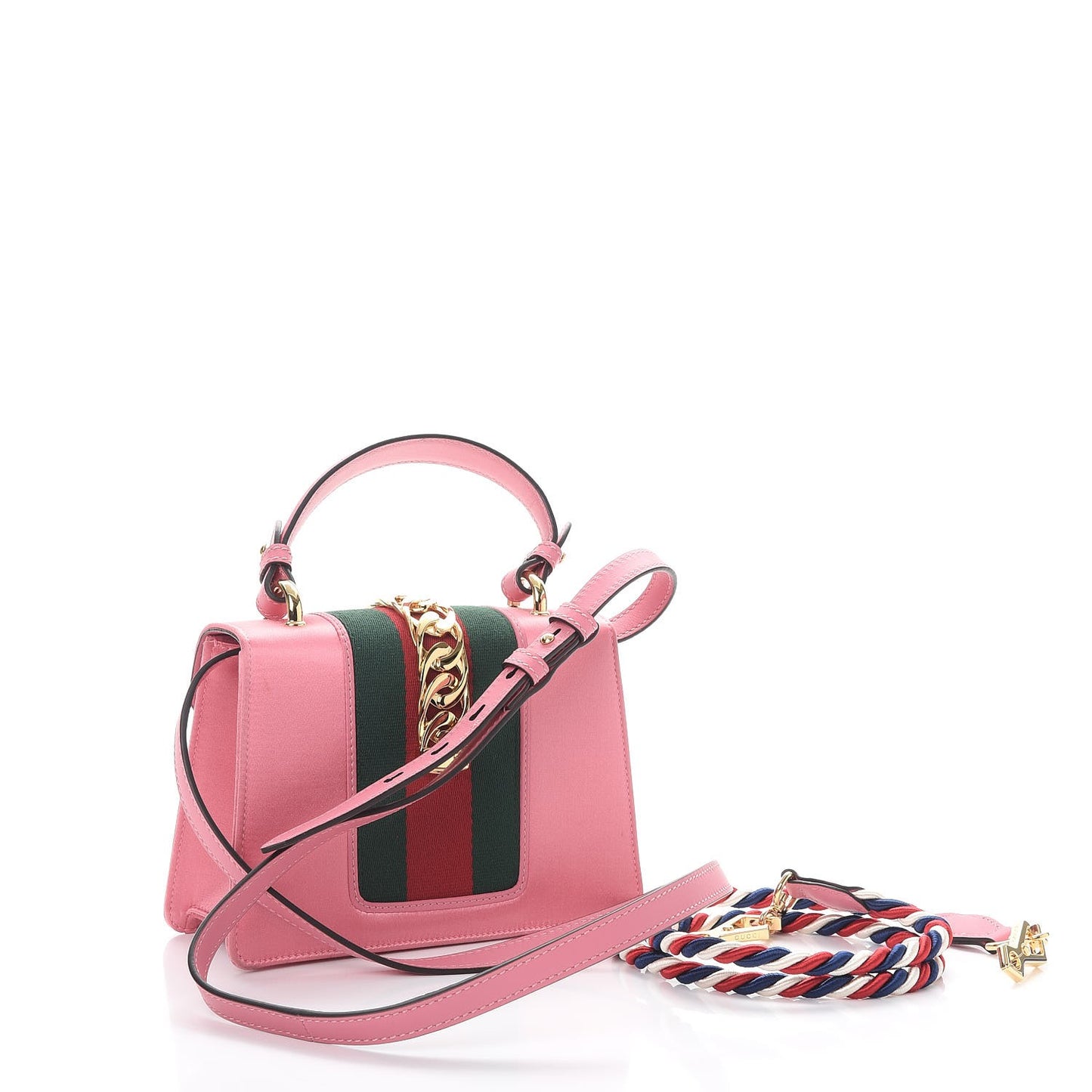 Satin Crystal Mini Sylvie Top Handle Bag Peony