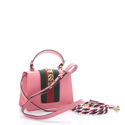 Gucci Satin Crystal Mini Sylvie Top Handle Bag Peony 4 of 14