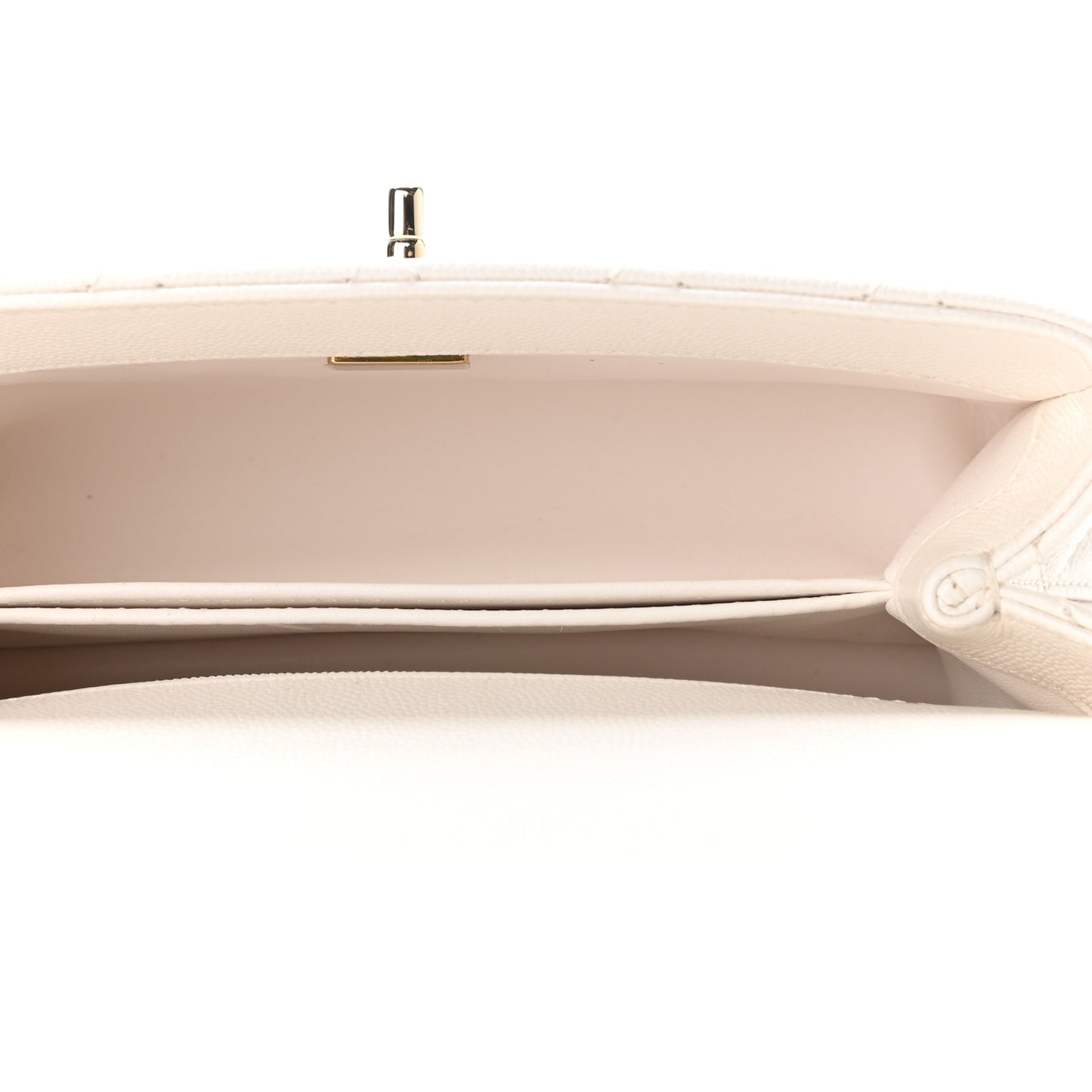 Caviar Quilted Mini Coco Handle Flap White