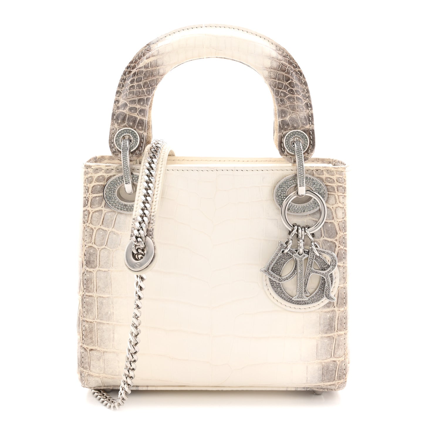 Niloticus Crocodile Himalaya Crystal Mini Lady Dior White
