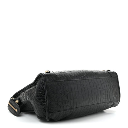 Balenciaga Calfskin Crocodile Embossed Giant 12 Gold Hardware City Black 5 of 11