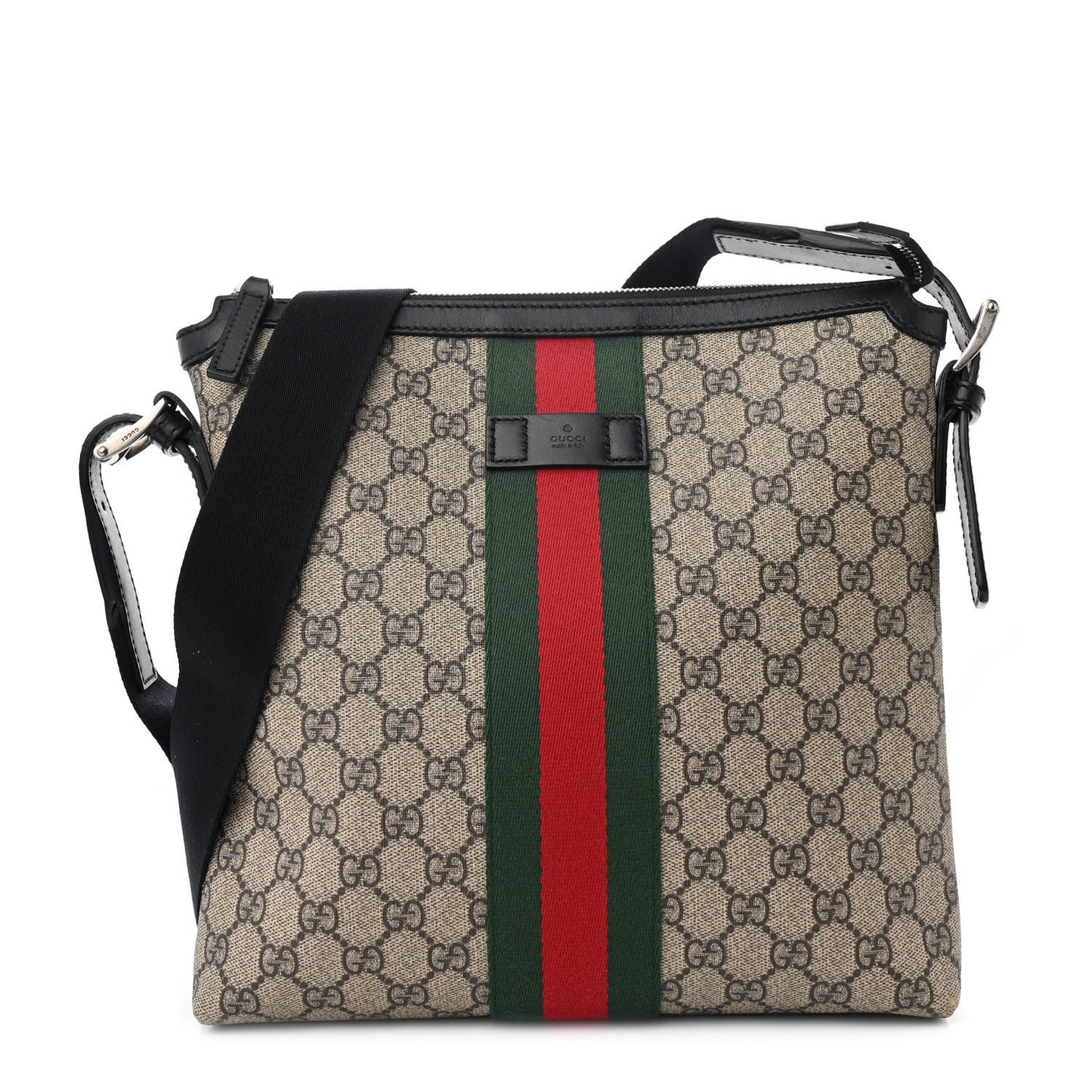 GG Supreme Monogram Web Messenger Bag Black