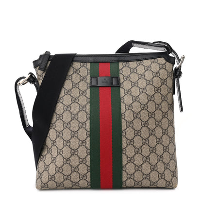 Gucci GG Supreme Monogram Web Messenger Bag Black 1 of 10