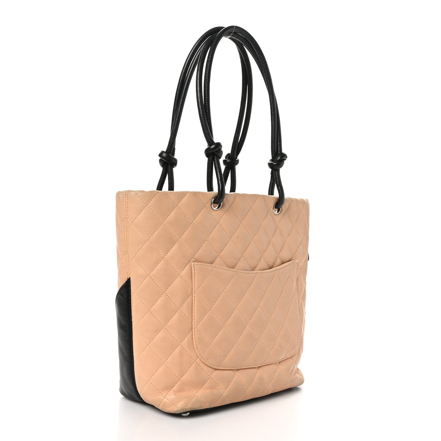 Calfskin Quilted Medium Cambon Tote Beige Black