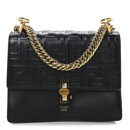 Fendi Vitello Liberty FF 1974 Embossed Small Kan I Shoulder Bag Black 1 of 10