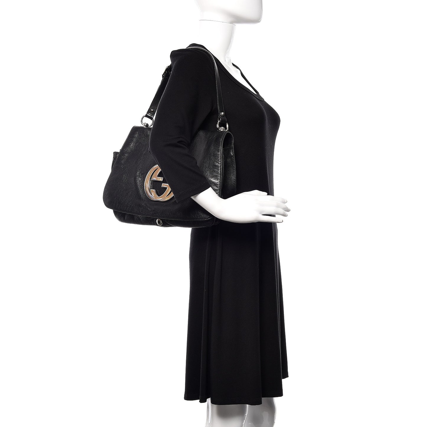 Calfskin Blondie Medium Shoulder Flap Black