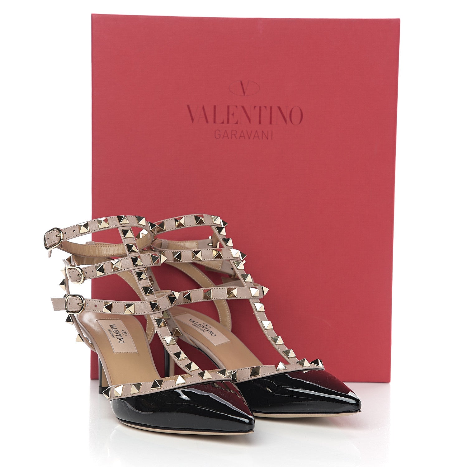 Valentino Garavani Patent Nappa Rockstud Ankle Strap 65mm Pumps 35 Black Poudre 8 of 8