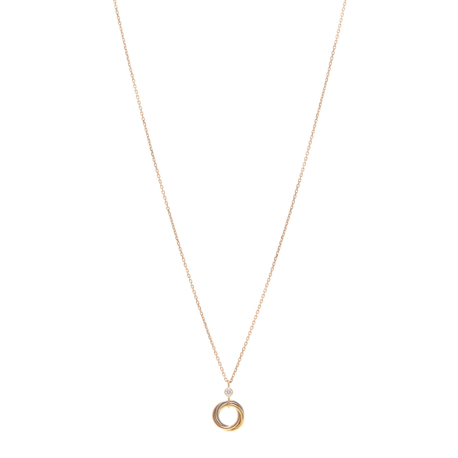 Cartier 18K Pink Yellow White Gold Diamond Trinity Pendant Necklace 1 of 5