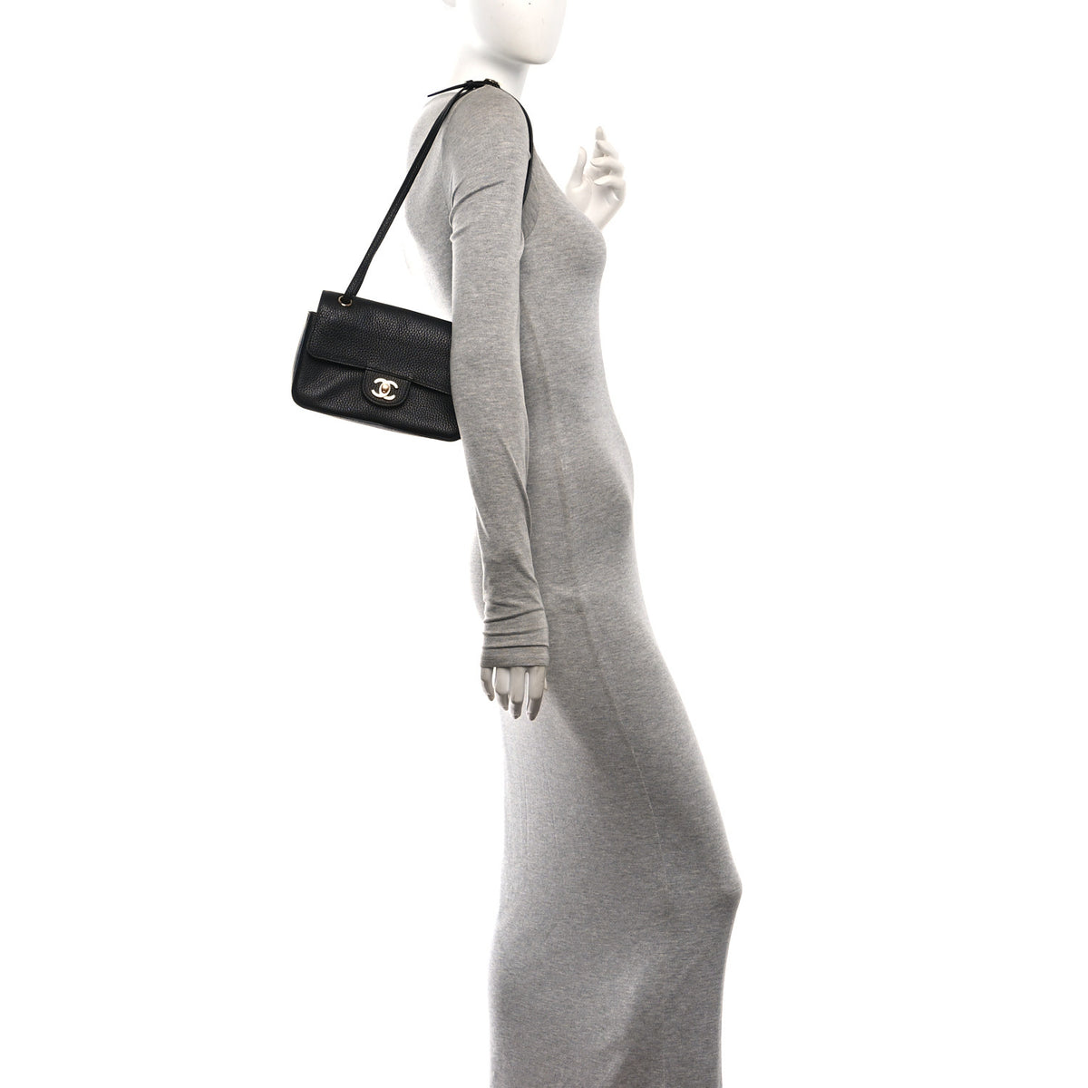 Grained Calfskin Mini Souplissimo Maxi Flap Black