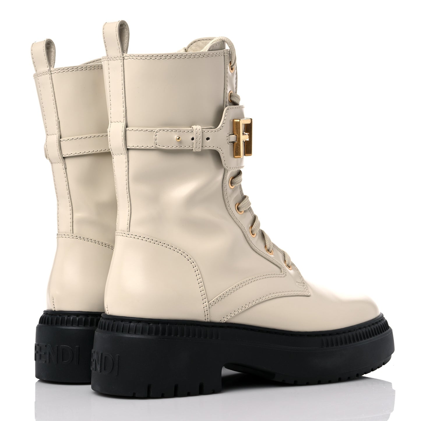 Vitello Abrasivato Fendigraphy 50mm Biker Boots 39 White