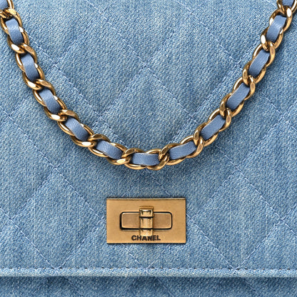 Chanel Denim Quilted Reissue Wallet On Chain WOC Blue 8 of 12