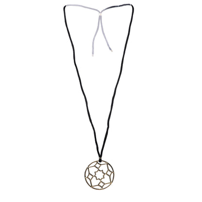 Tiffany 18K Yellow Gold Paloma Picasso Zellige Medallion Pendant Cord Necklace 3 of 6