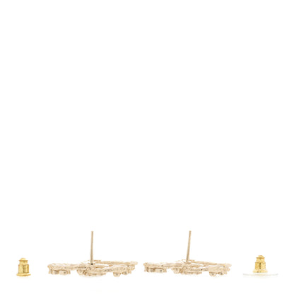 Chanel Crystal CC Camellia Earrings Gold 2 of 3