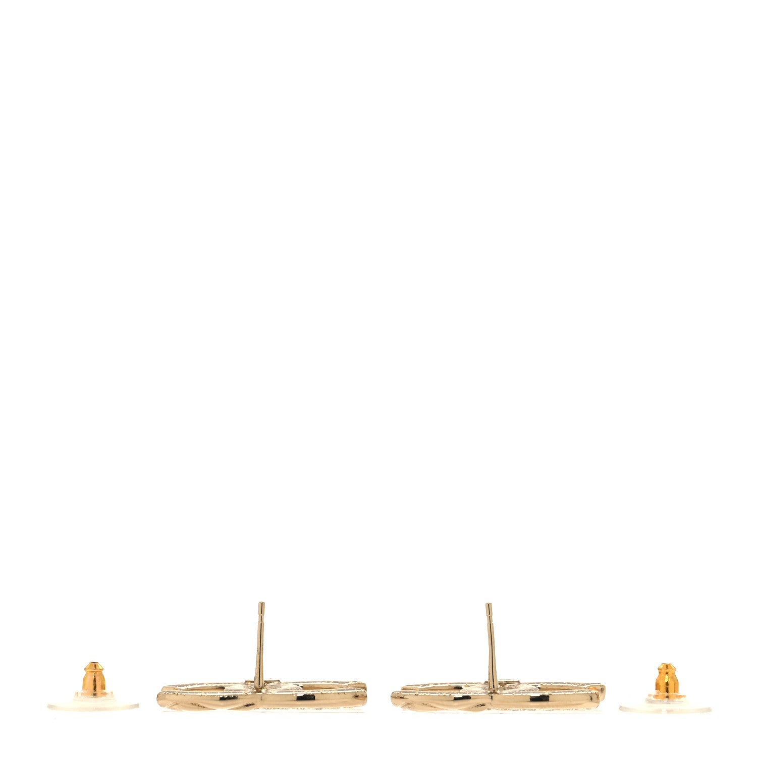 Chanel Crystal Glitter Quilted CC Earrings Light Gold 3 of 5