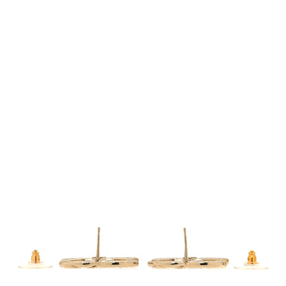 Chanel Crystal Glitter Quilted CC Earrings Light Gold 3 of 5