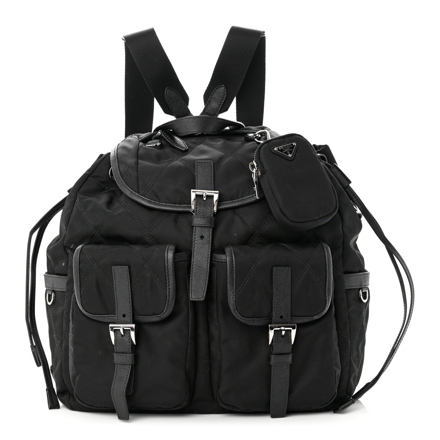 Tessuto Nylon Saffiano Vela Quilted Backpack Black