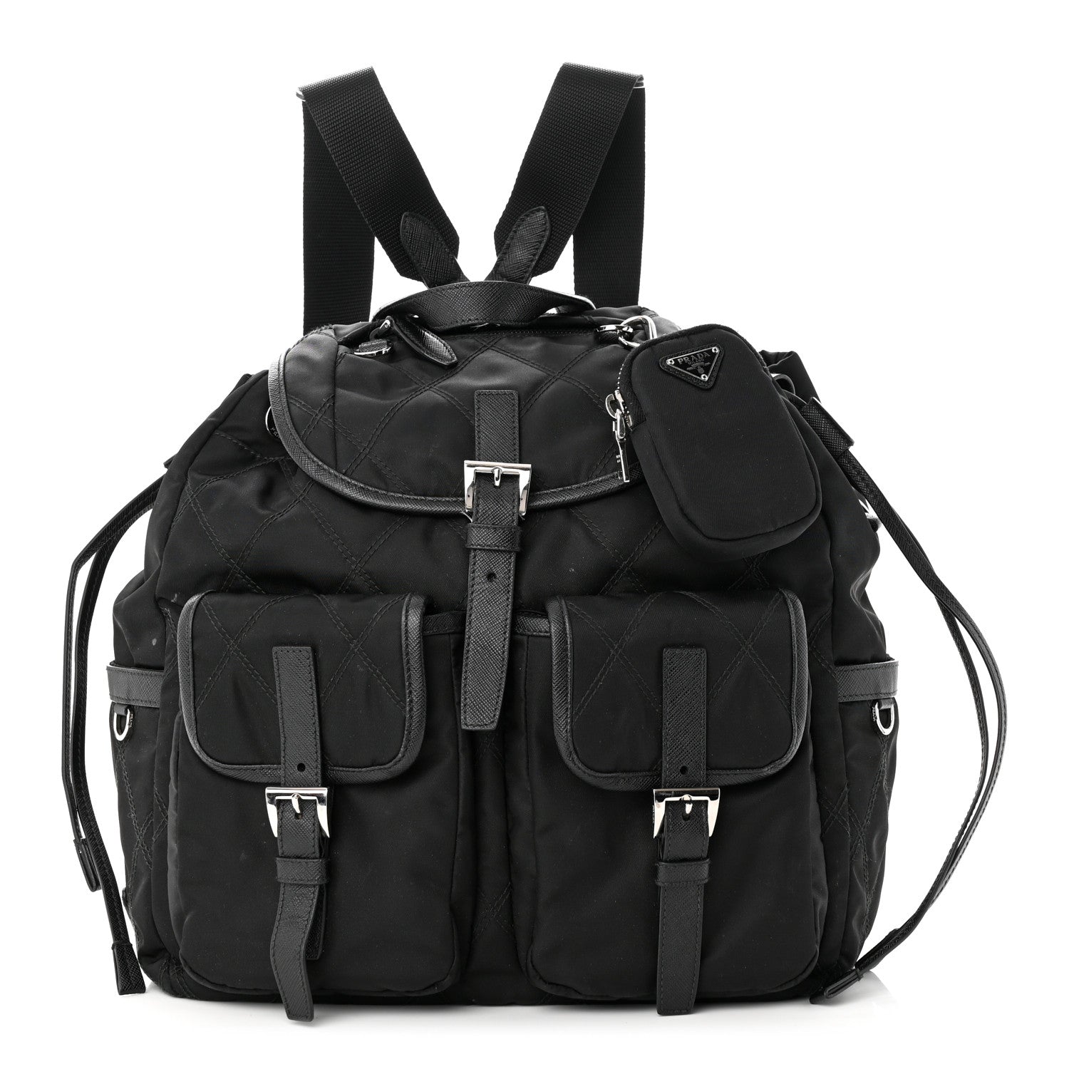 Prada Tessuto Nylon Saffiano Vela Quilted Backpack Black 1 of 19