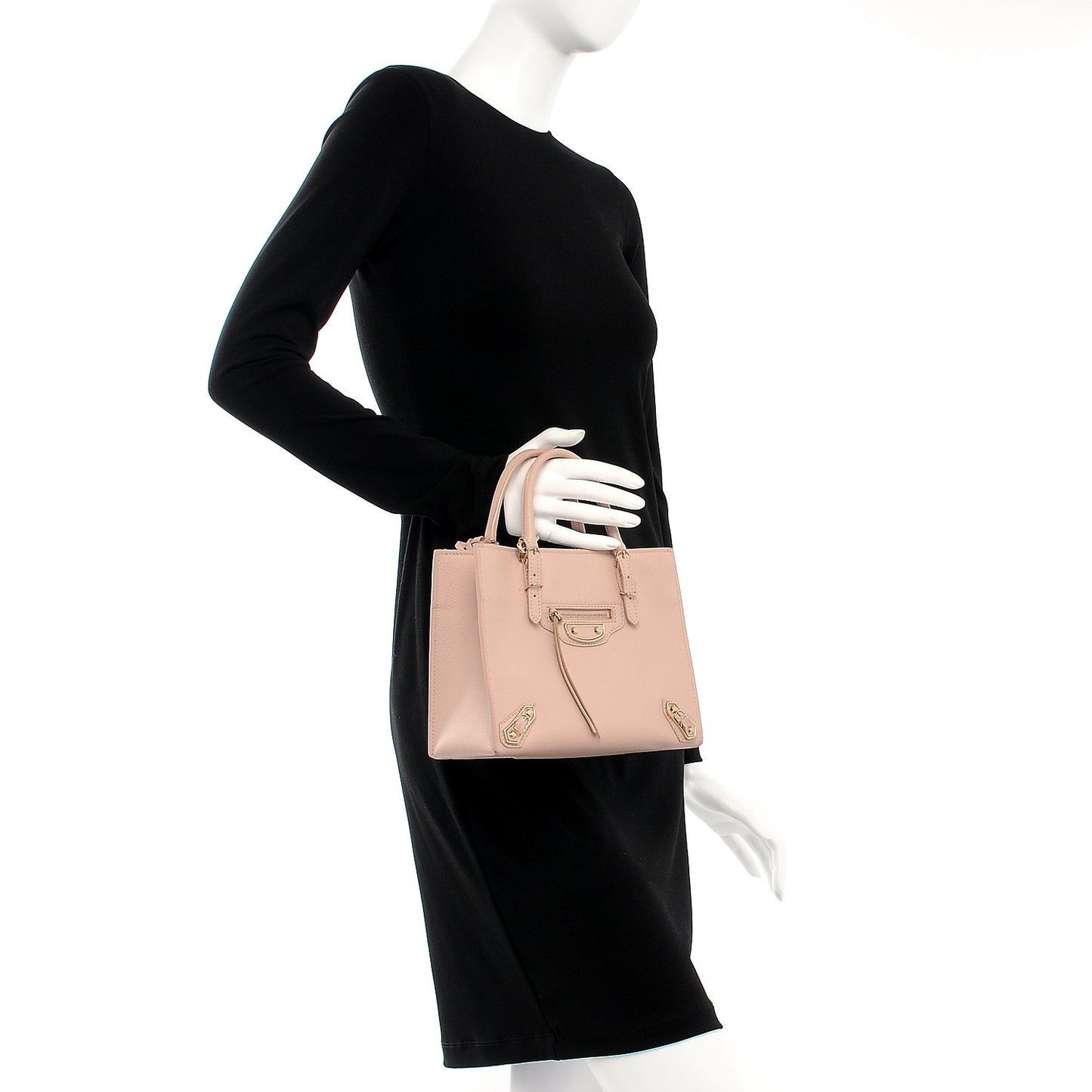 Grained Calfskin Gold Metallic Edge Hardware Papier Mini A4 Tote