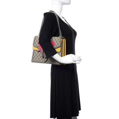 Gucci GG Supreme Monogram Crystal Bow Embroidered Medium Dionysus Shoulder Bag Yellow 2 of 9