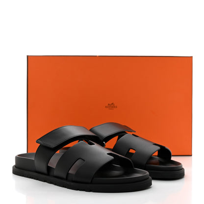 Hermes Calfskin Womens Chypre Sandals 40 Black 9 of 9