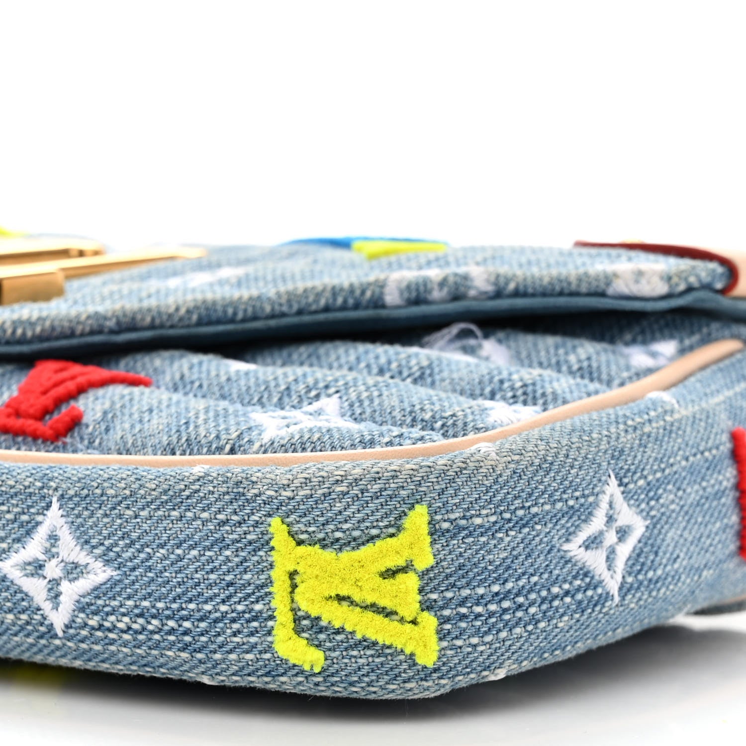 Louis Vuitton Embroidered Monogram Denim New Wave Chain Pochette Blue 10 of 13