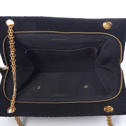 Chanel Wool Boucle Chevron Quilted Shoulder Bag Black 6 of 11