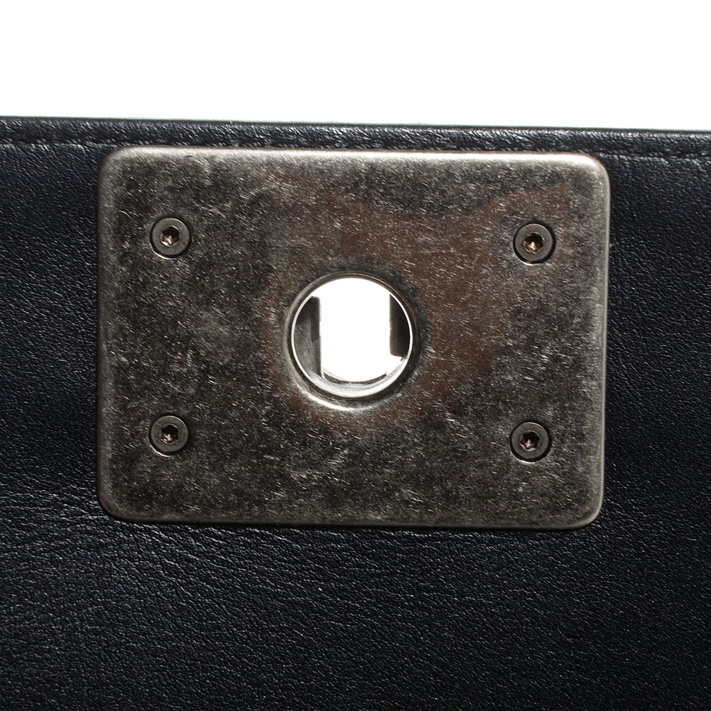 Metallic Calfskin Quilted Medium Boy Flap Black