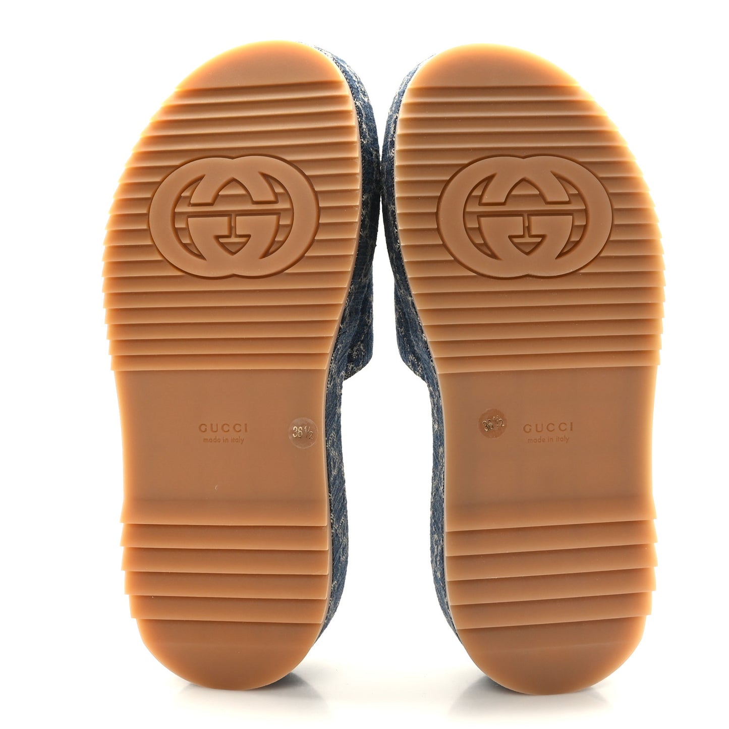 New Denim GG Monogram Angelina Platform 55mm Slide Sandals 36.5 Blue Tea