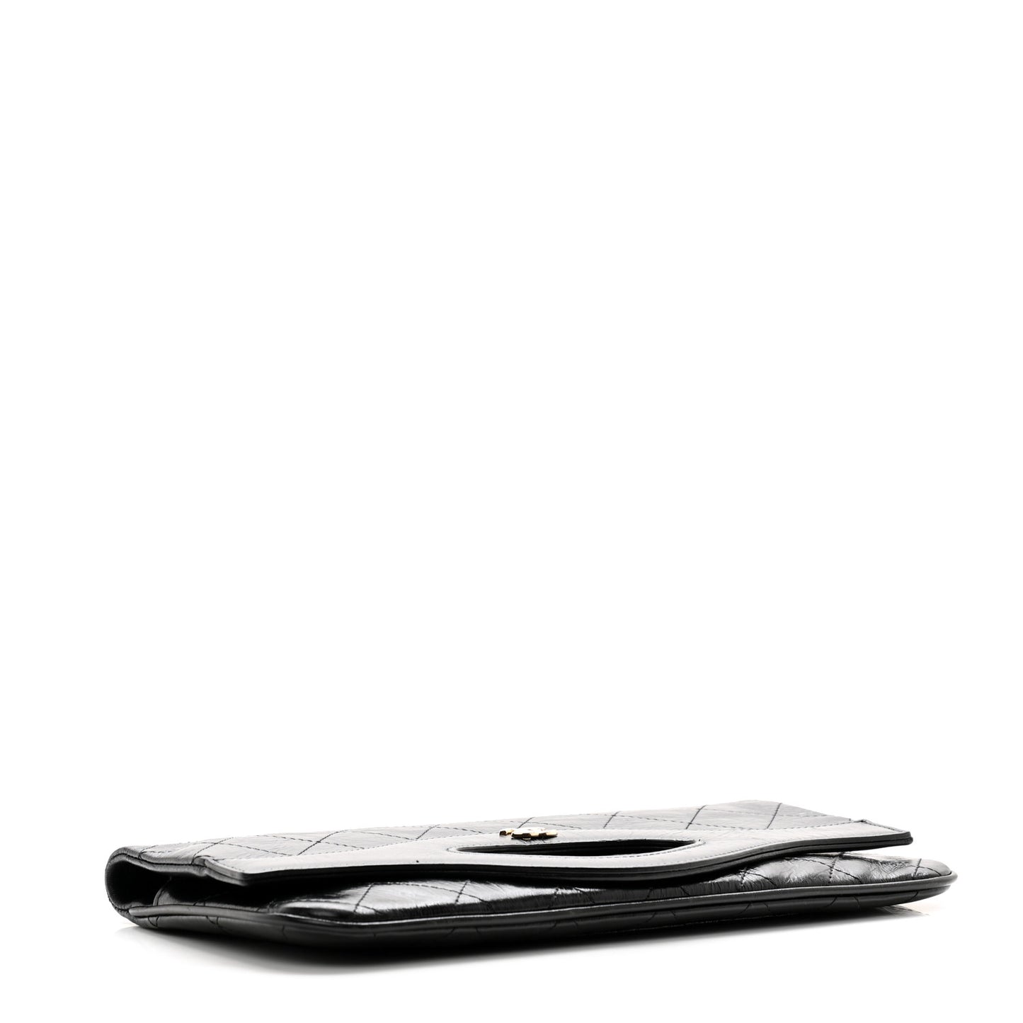 Shiny Crumpled Calfskin Small 31 Pouch Black