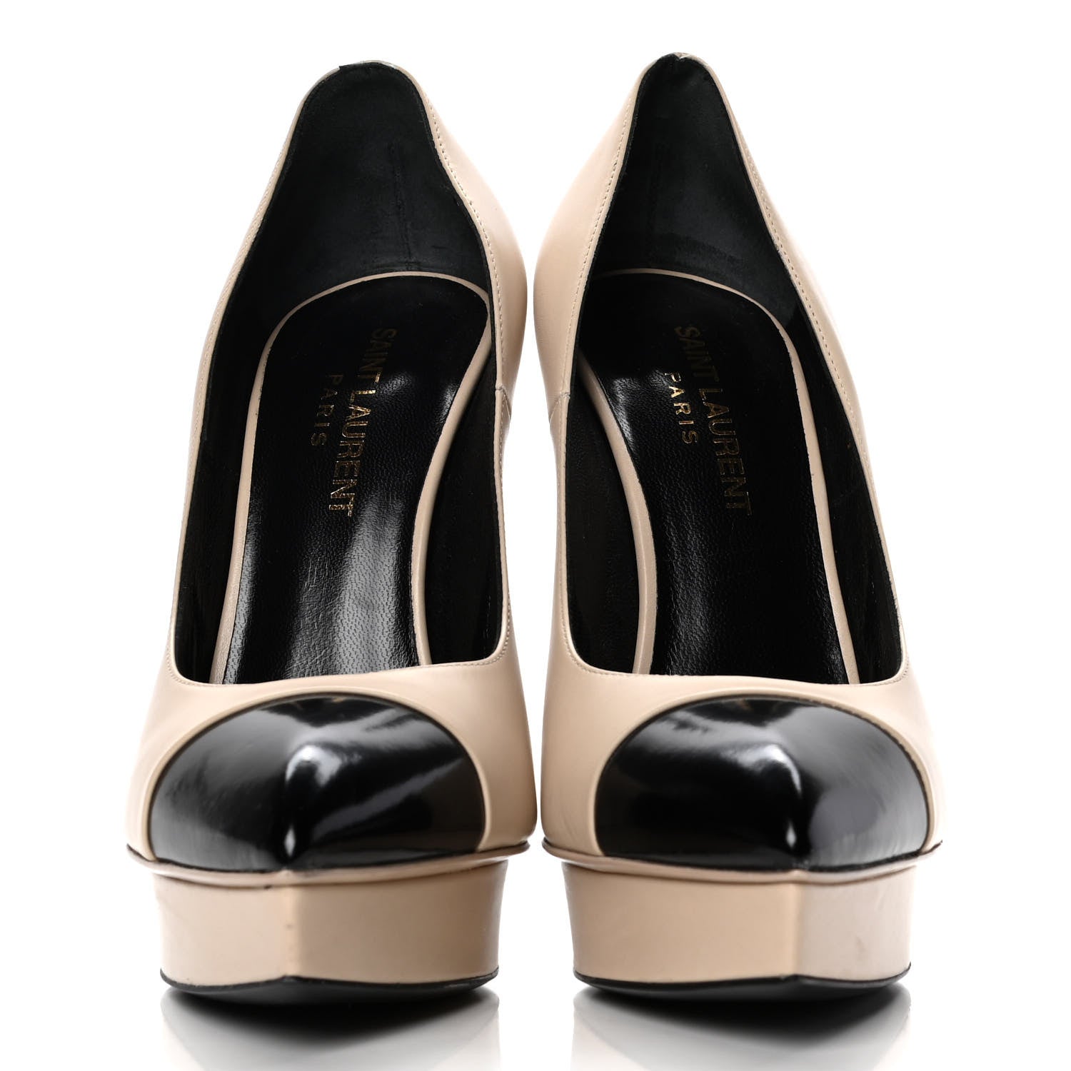 Saint Laurent Calfskin Cap Toe Janis 105 Platform Pumps 36.5 Powder 2 of 6