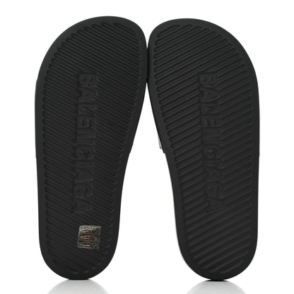 Balenciaga Rubber Paris Logo Womens Slide Sandals 37 Black 8 of 9