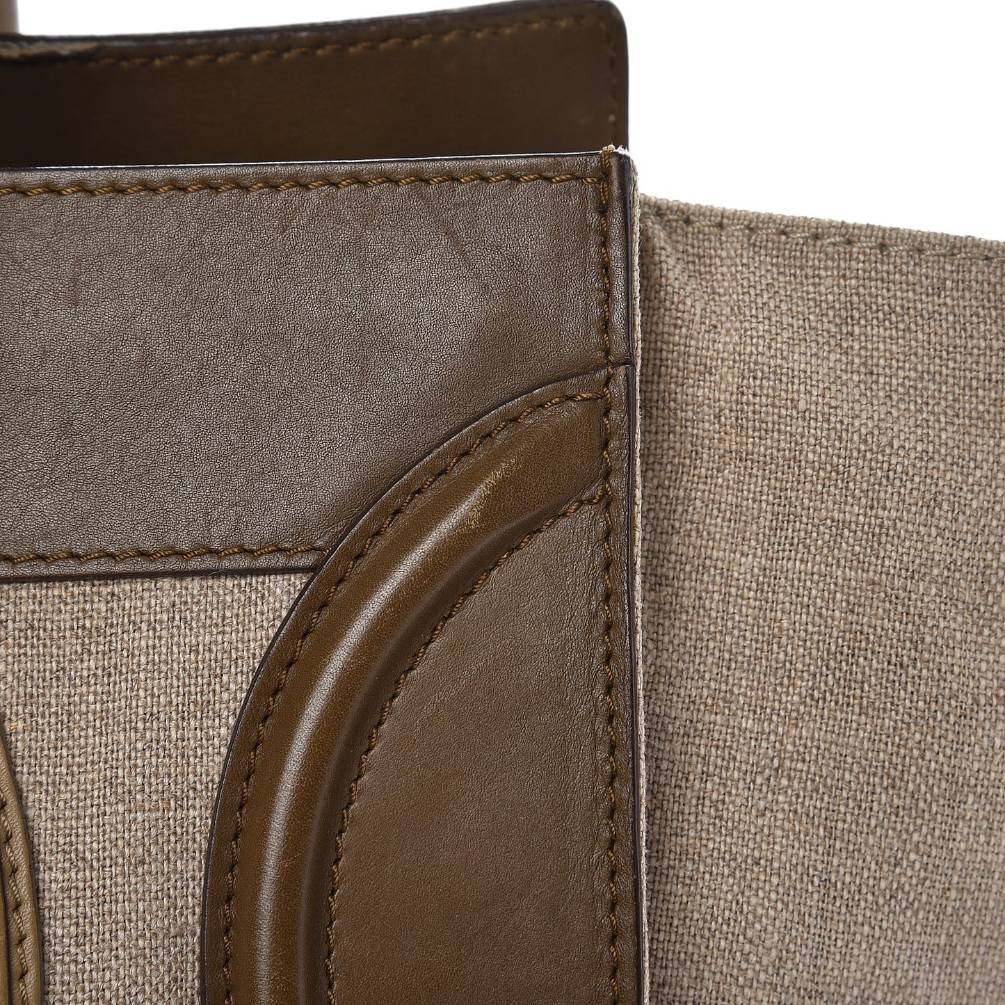 Calfskin Linen Mini Tri-Color Luggage Khaki