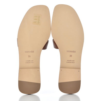 Hermes Box Calfskin Oran Sandals 38 Gold 5 of 9